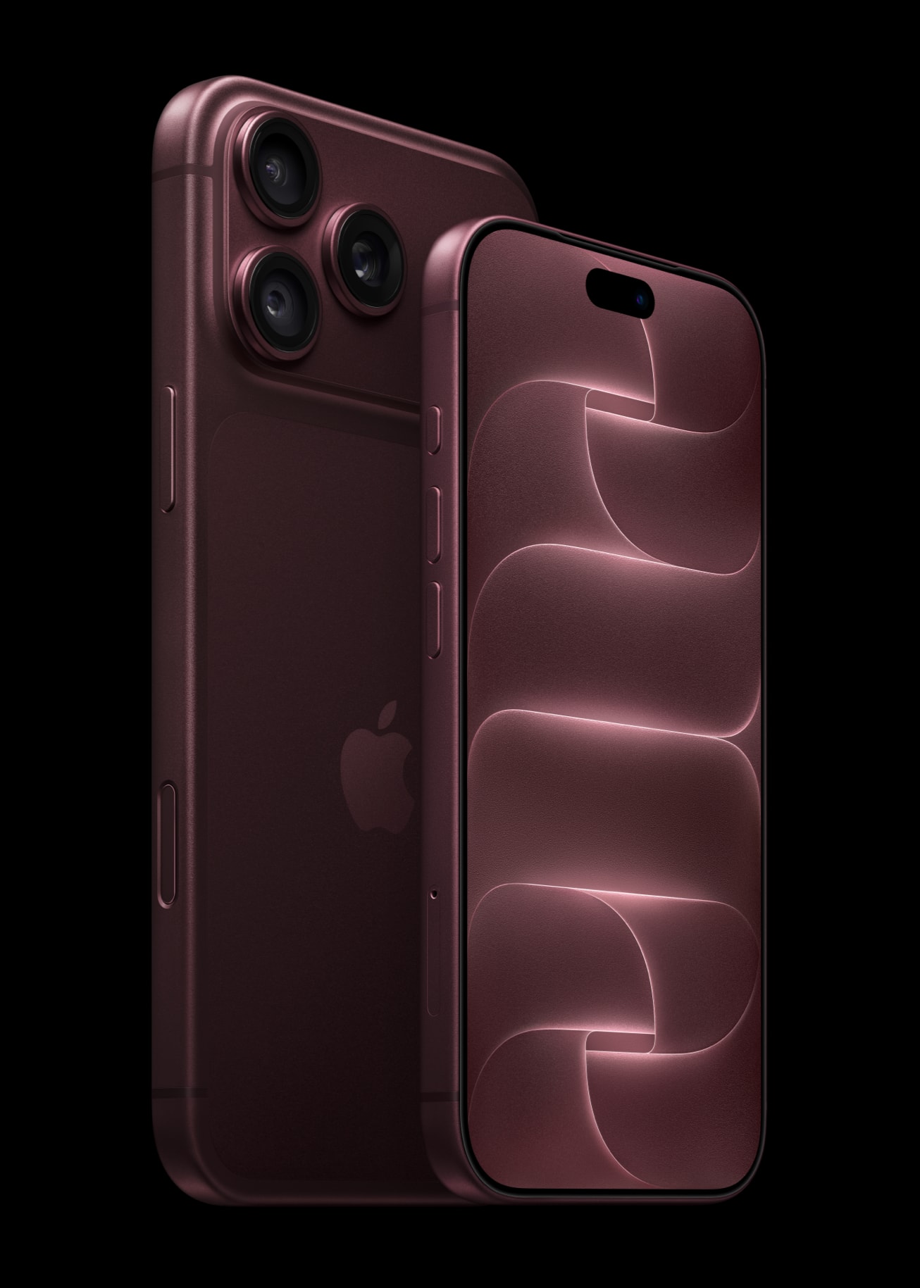 バーガンディのiPhone 18 ProとiPhone 18 Pro MaxのApple公式製品写真